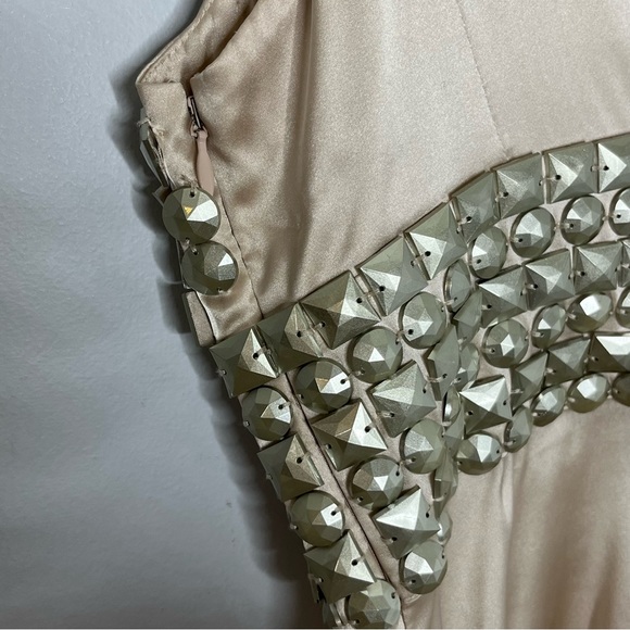 Bebe Size XS Y2K Heavy Beaded Silk Plunging Blouse - Picture 7 of 10